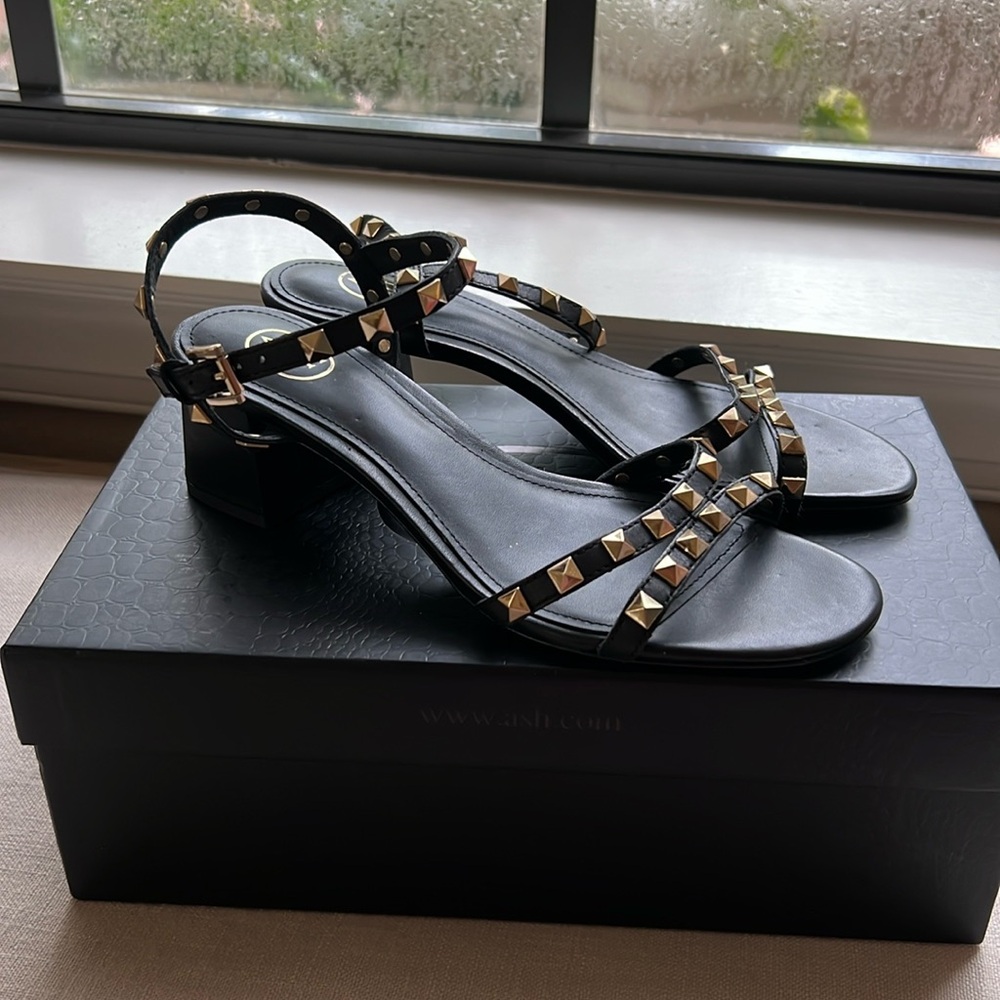 ASH Rockstud black sandals. Size 8 New in Box